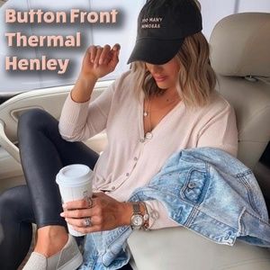 Button Front Thermal Henley Top